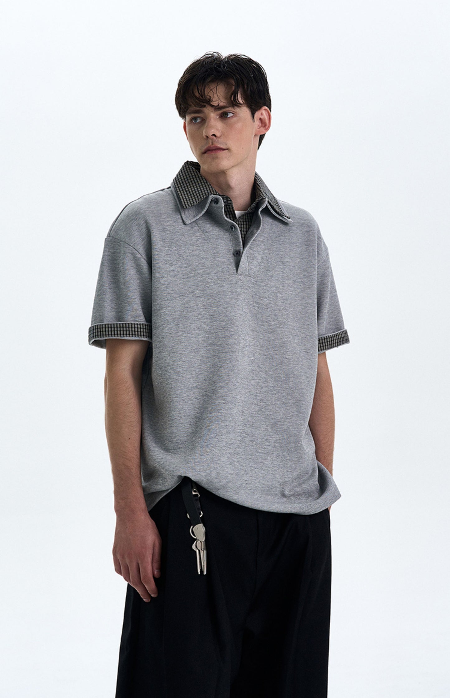 Stitched faux two-piece T-shirt