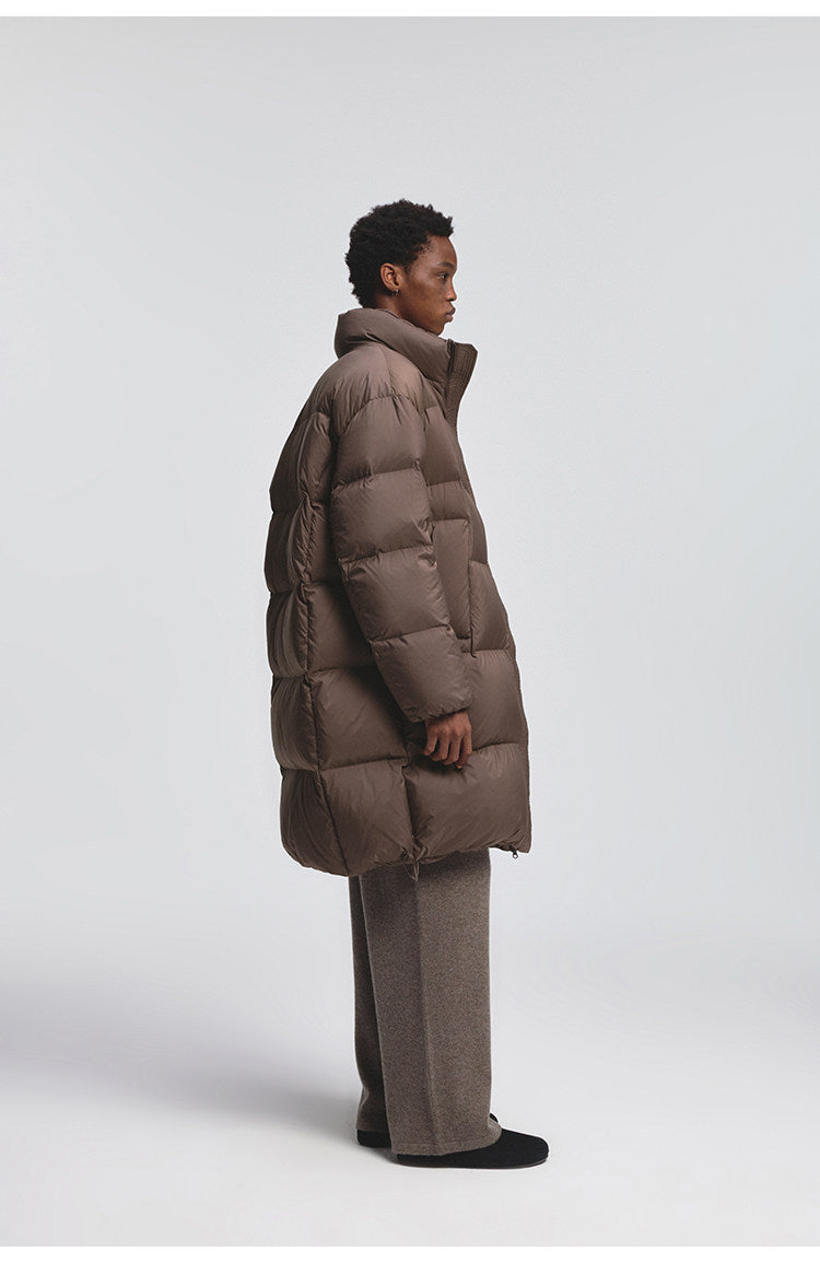 Lightweight Wrinkle-Processed Long Down Coat