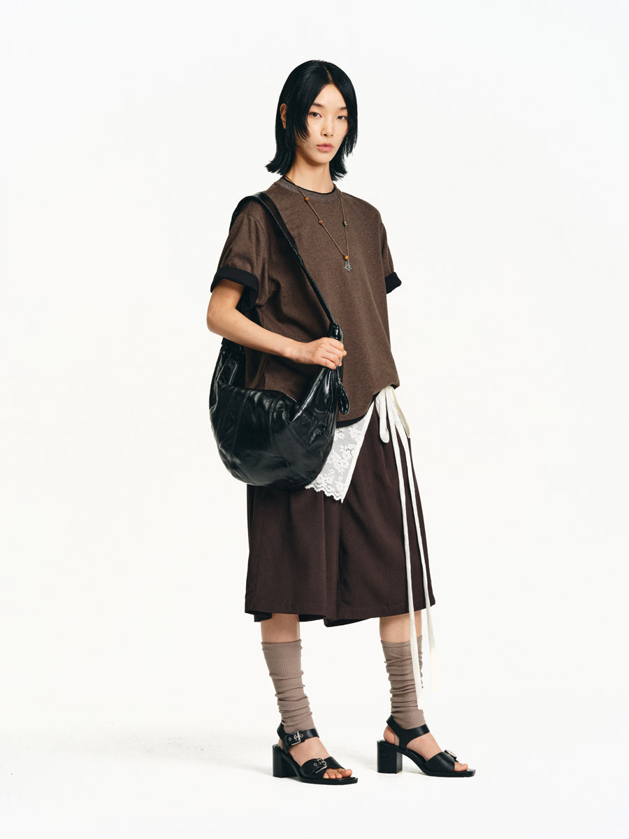 A-line Elastic Double Belt Shorts