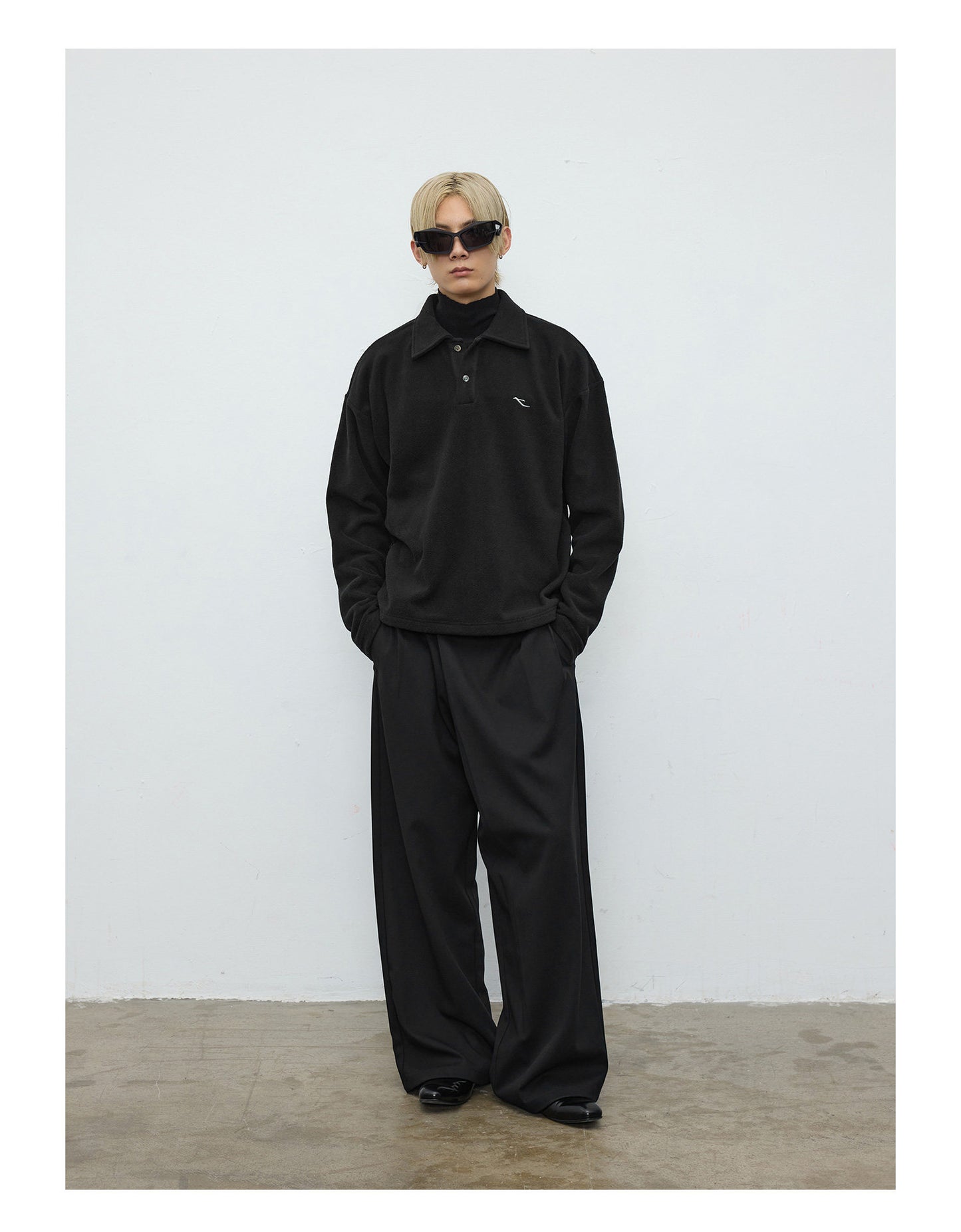 Double-sided fleece collar polo shirt