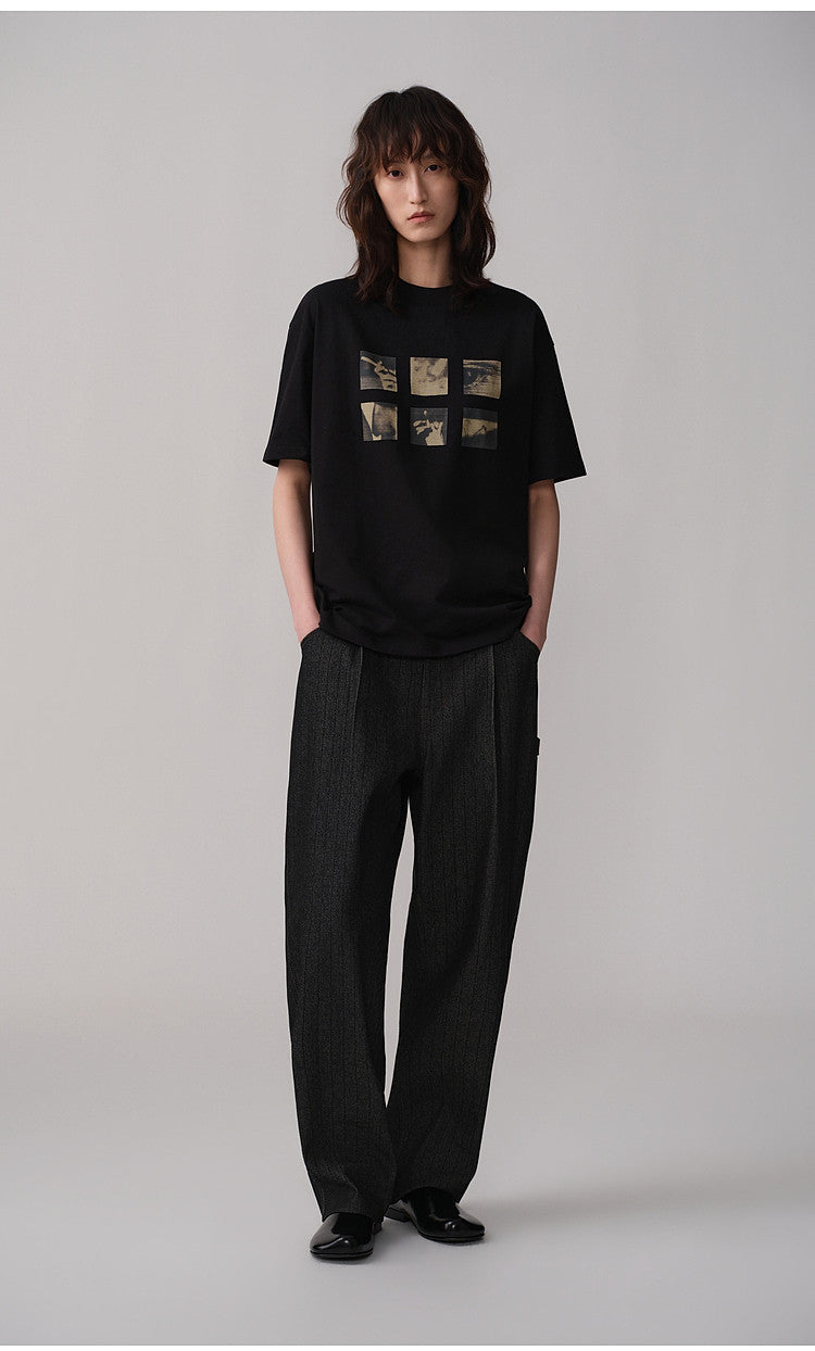 Silhouette Print Loose-Fit Casual T-Shirt