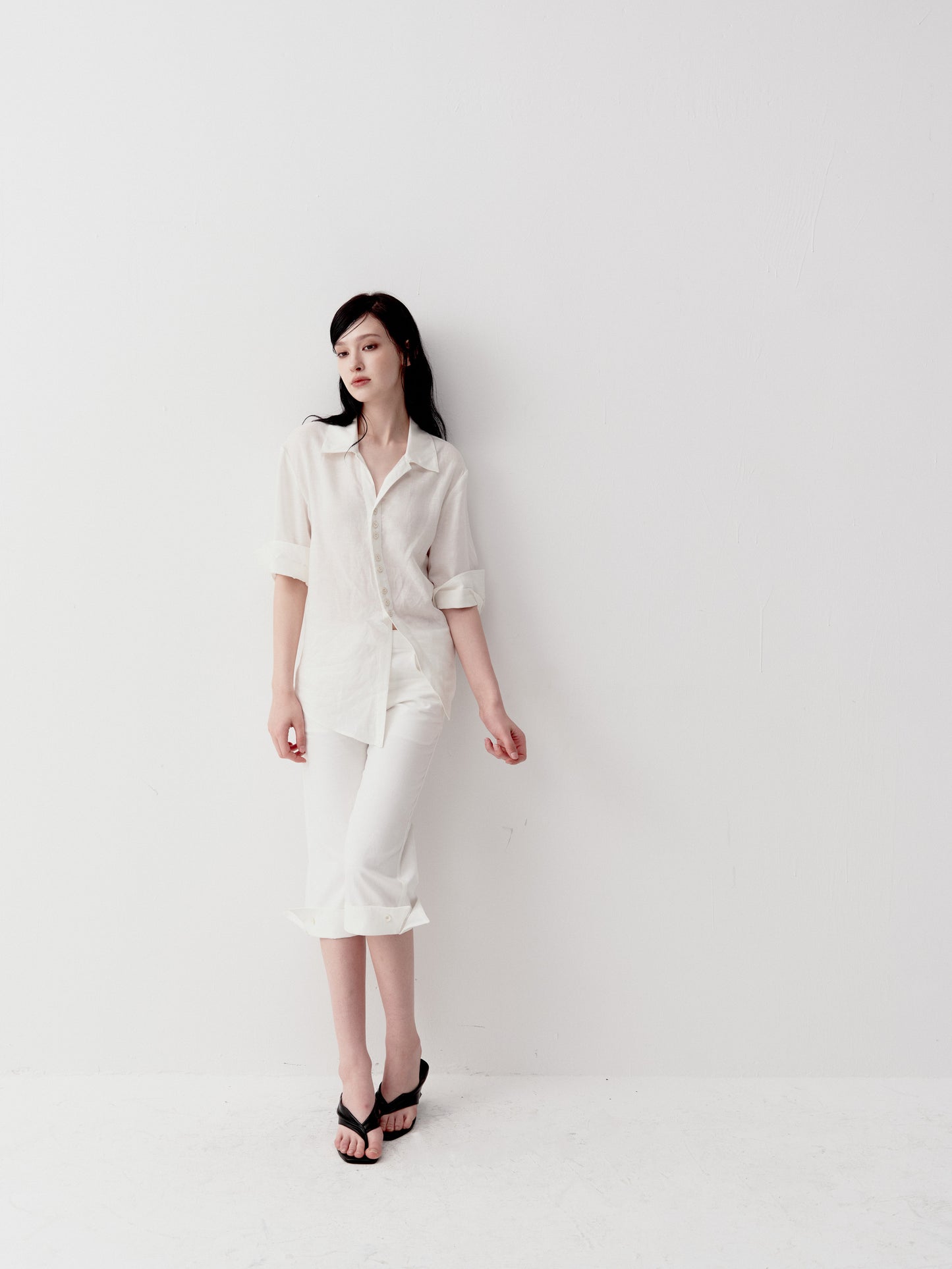 Shirt with Diagonal Placket and Slit