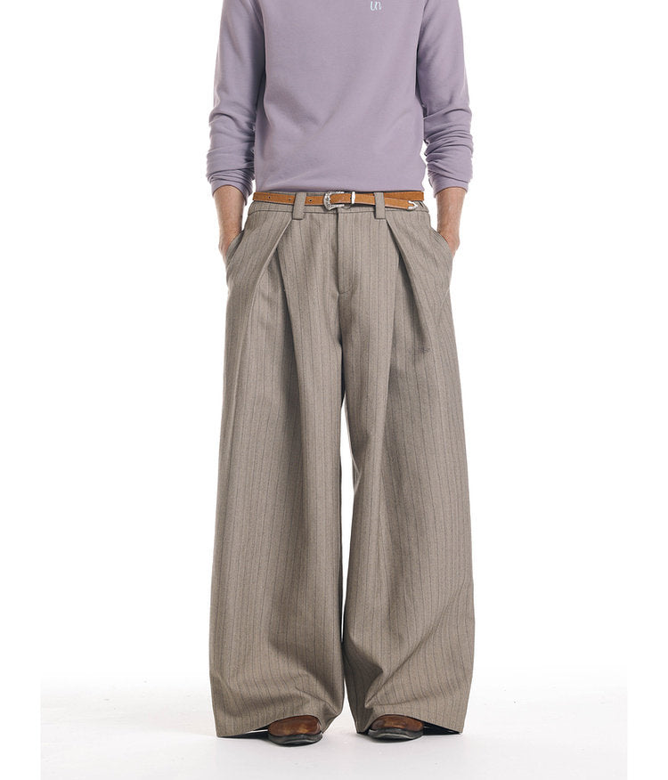 Herringbone Pleated Casual Pants