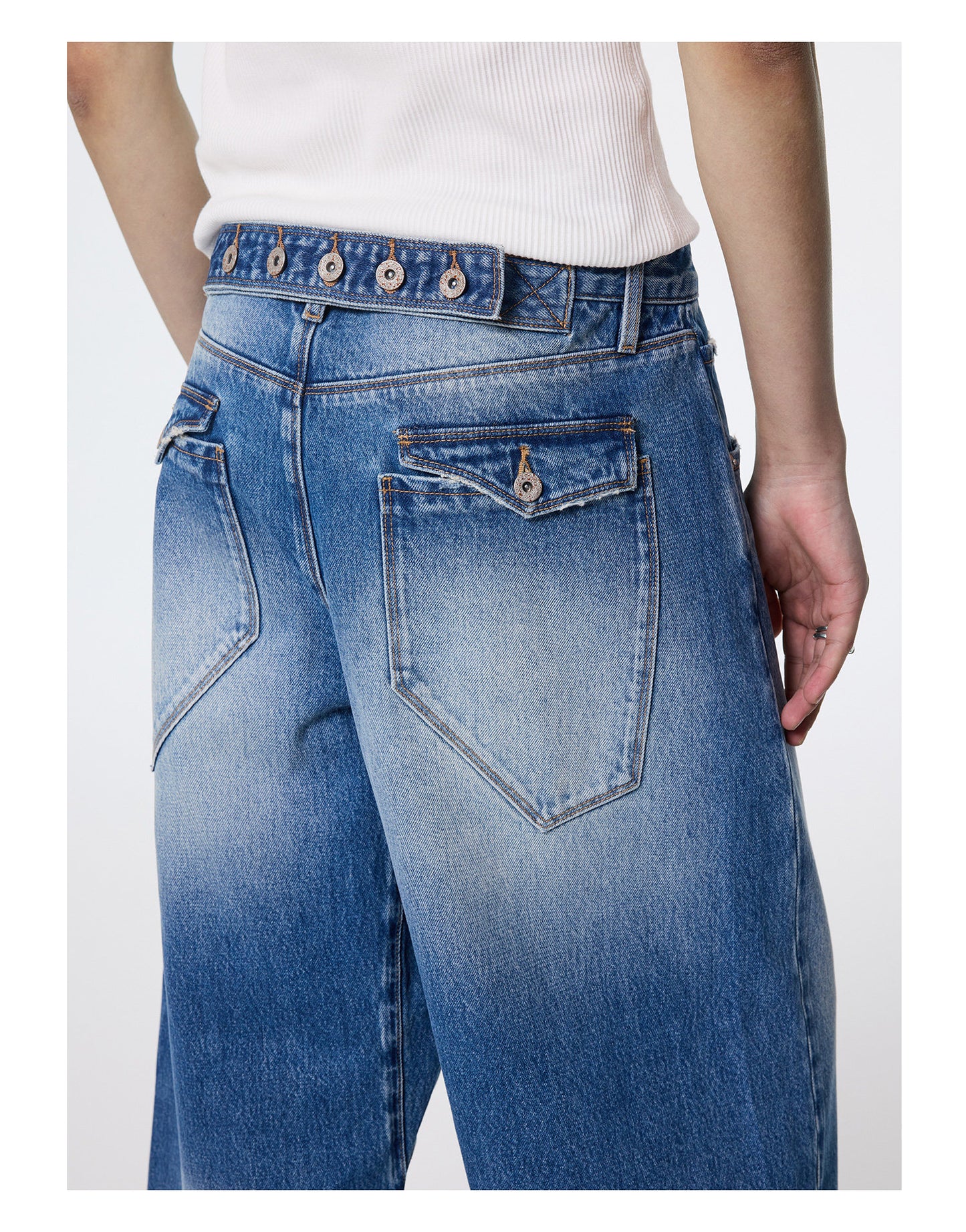 Retro Engineer Paris Button Denim Shorts