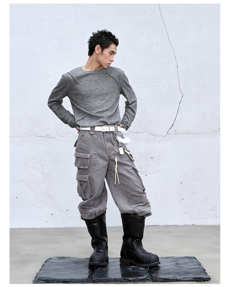 Heavyweight multi-pocket casual pants