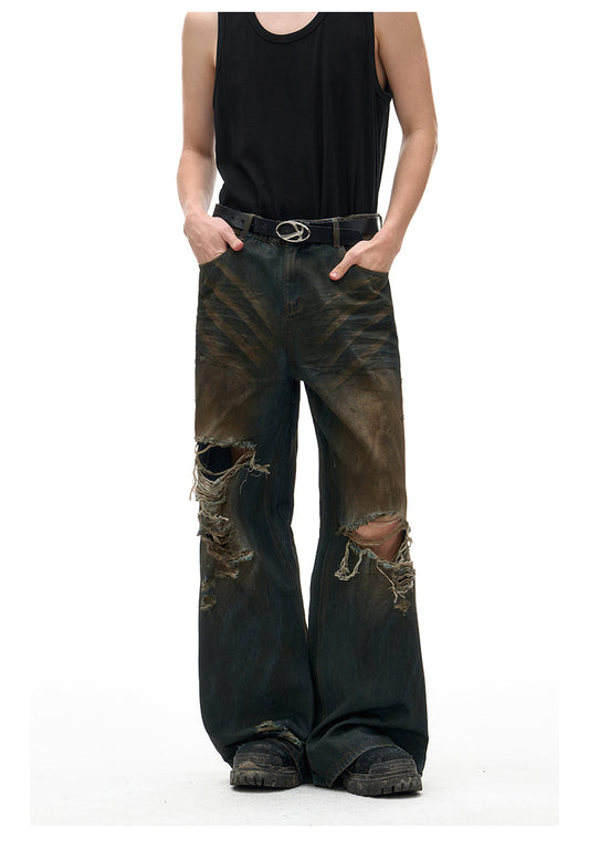 Loose Wide Leg Mud Dyed Jeans