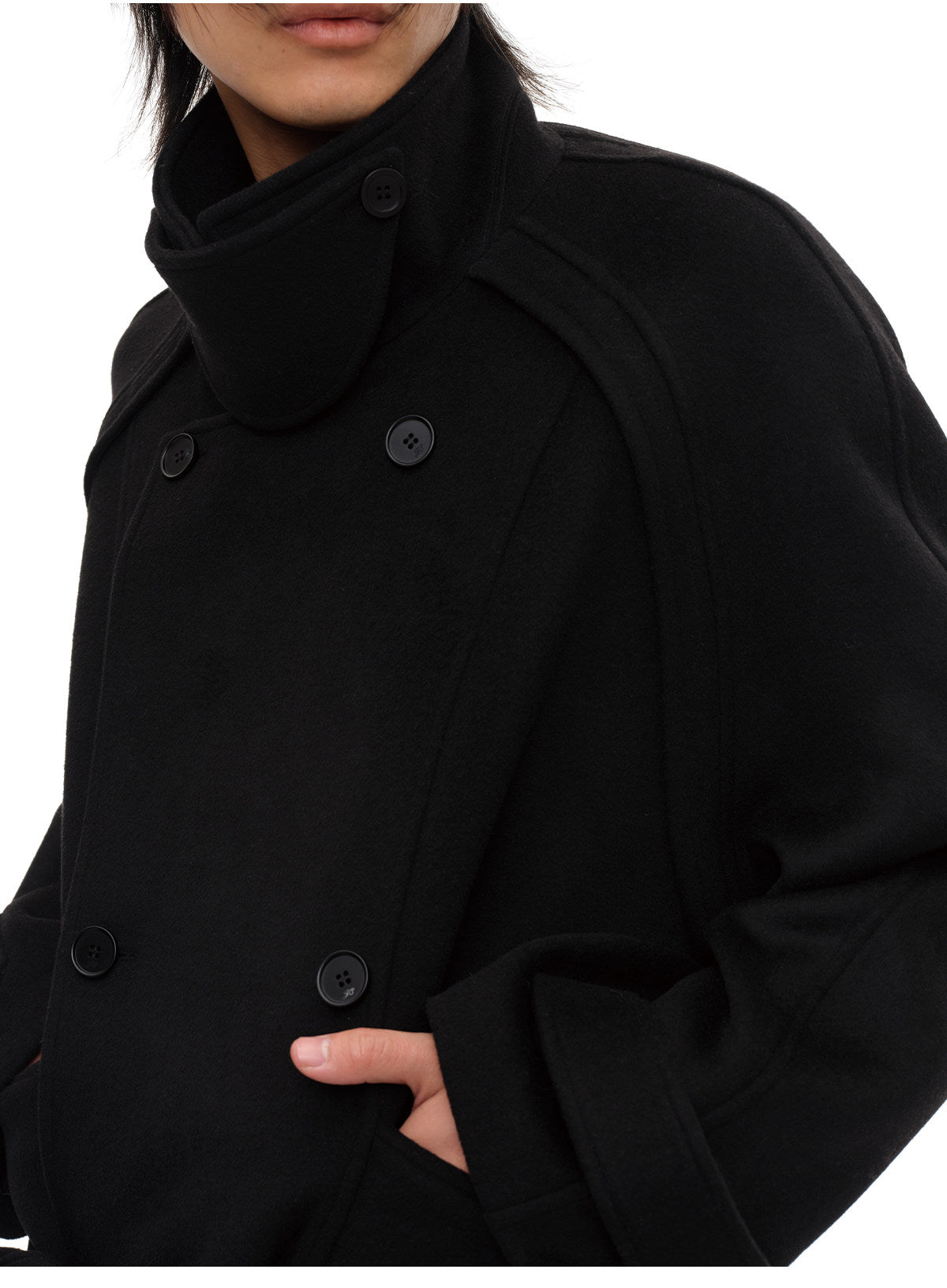 Double-breasted Raglan Coat with Belt