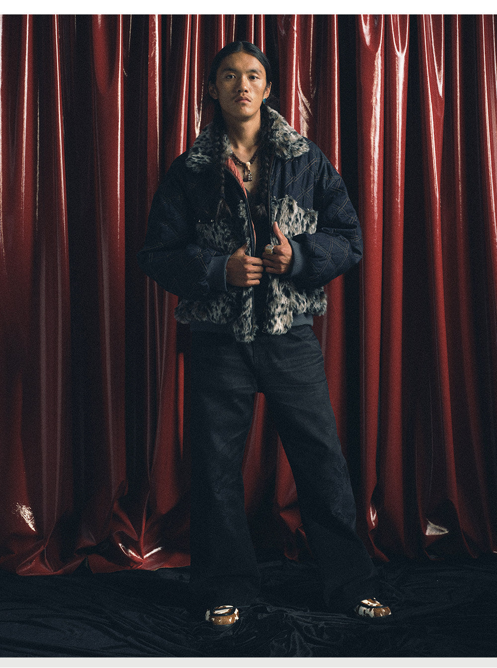 Leopard-Print Patchwork Cotton Jacket