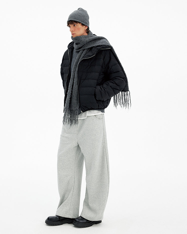 Unisex Diagonal Zipper Down Jacket