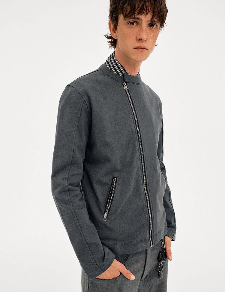 Sweatshirt with Diagonal Zipper Design