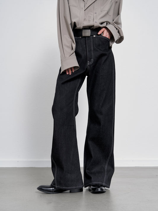 5-pocket flared denim pants