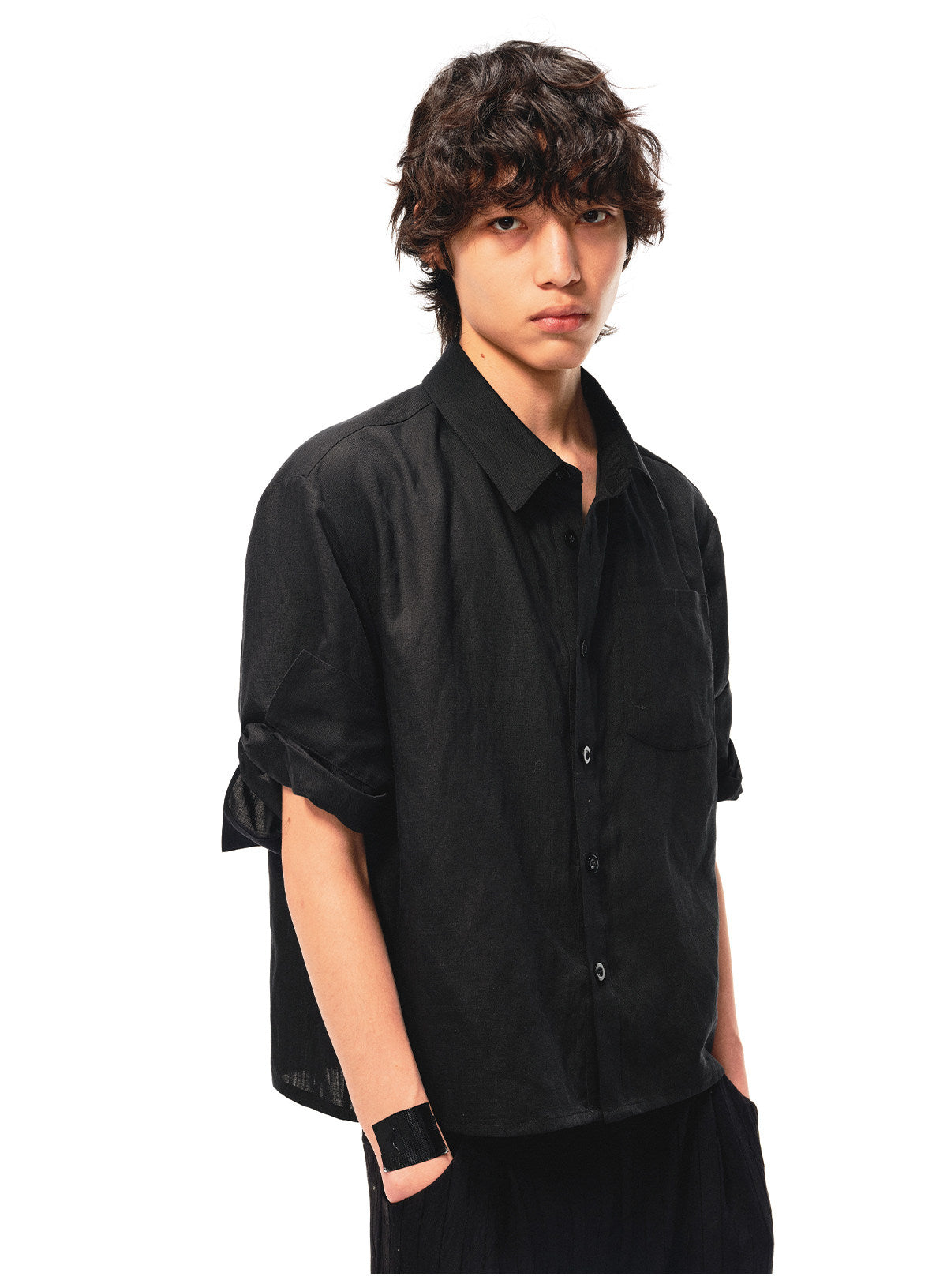 Tencel Linen Rolled-Cuff Shirt
