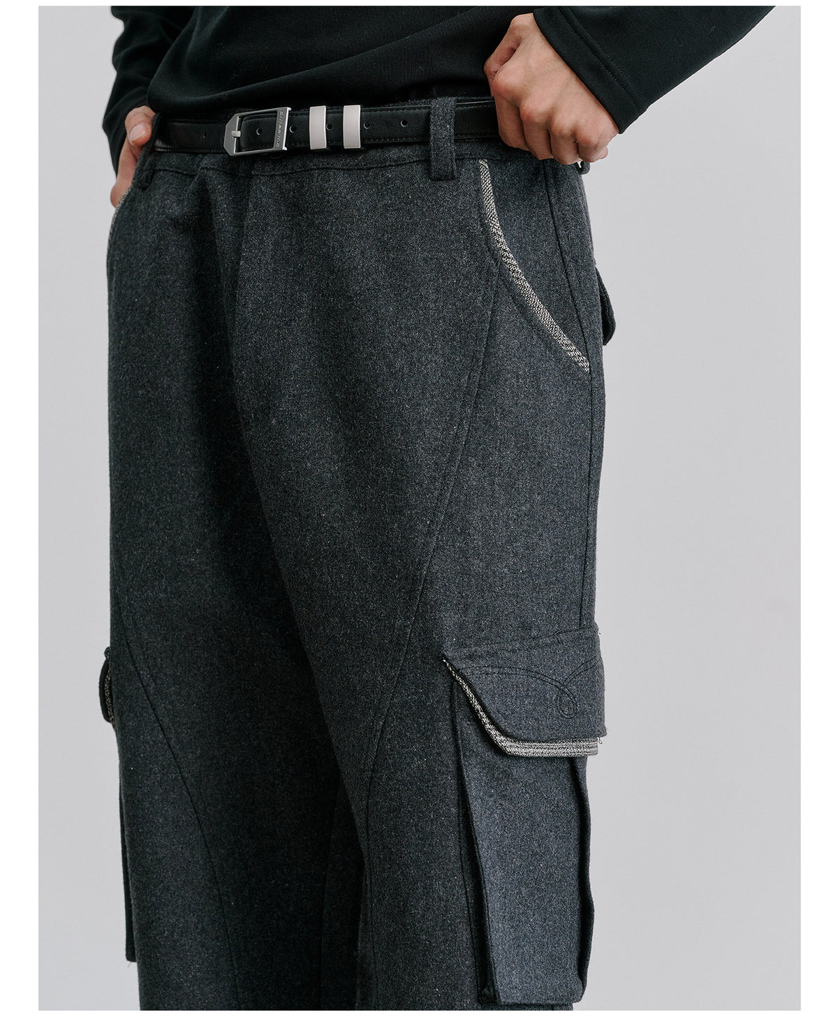 Contrast-Color Patchwork Work Pants