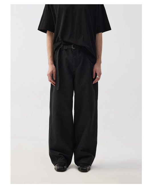 Adjustable Belt Loose Casual Denim Pants