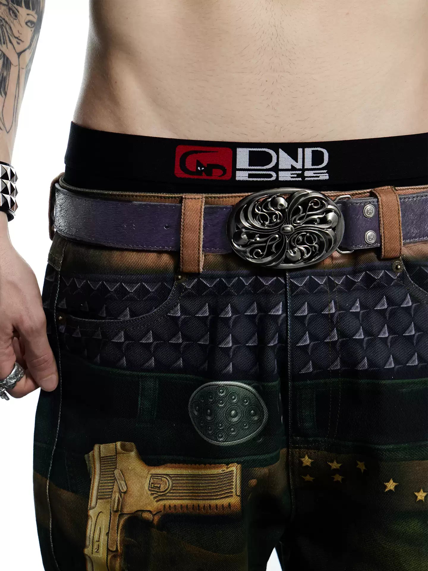 Honeysuckle Pattern Custom Buckle Belt