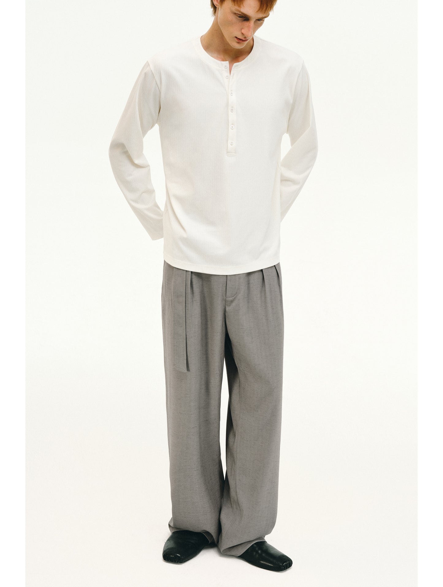Linen Casual Pants with Belt