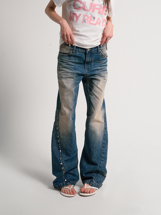 Studded Washed Denim Pants