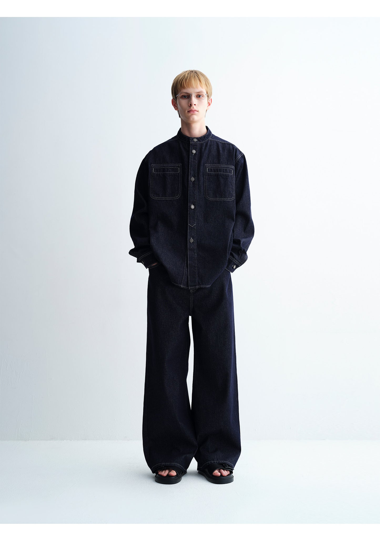 Henry Collar Double Pocket Shirt