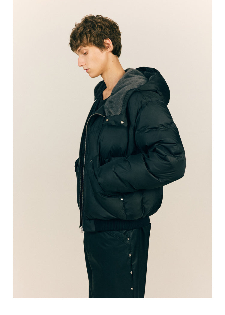 Mink Feather Hooded Down Jacket