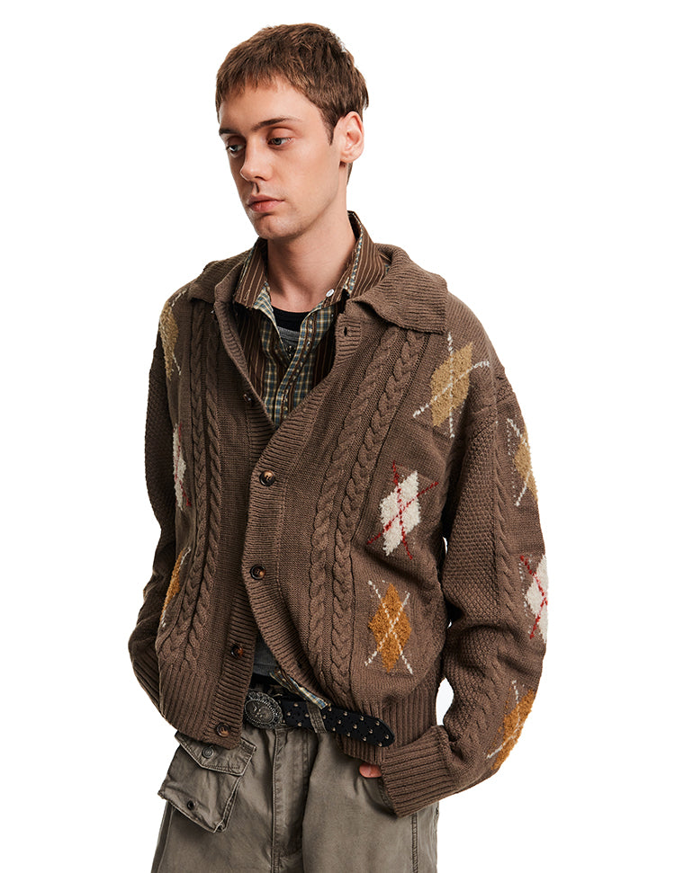 Cable-Knit Diamond Cardigan