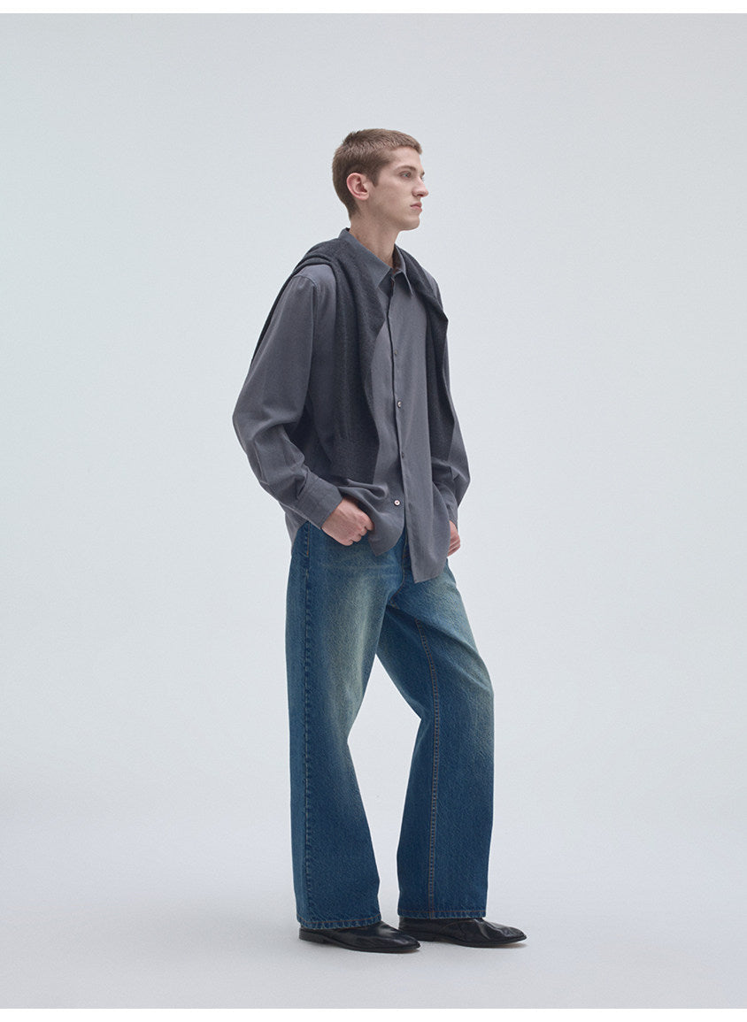 Lightweight Square-Collar Casual Shirt
