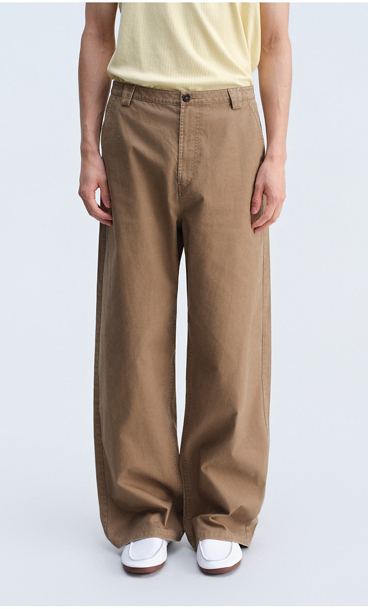 Relaxed-Fit French Workwear Casual Pants