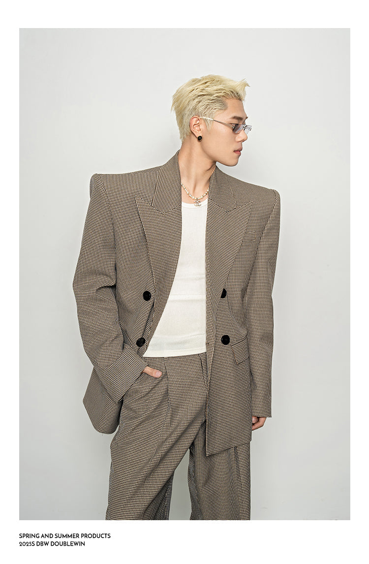 Retro Style Houndstooth Suit