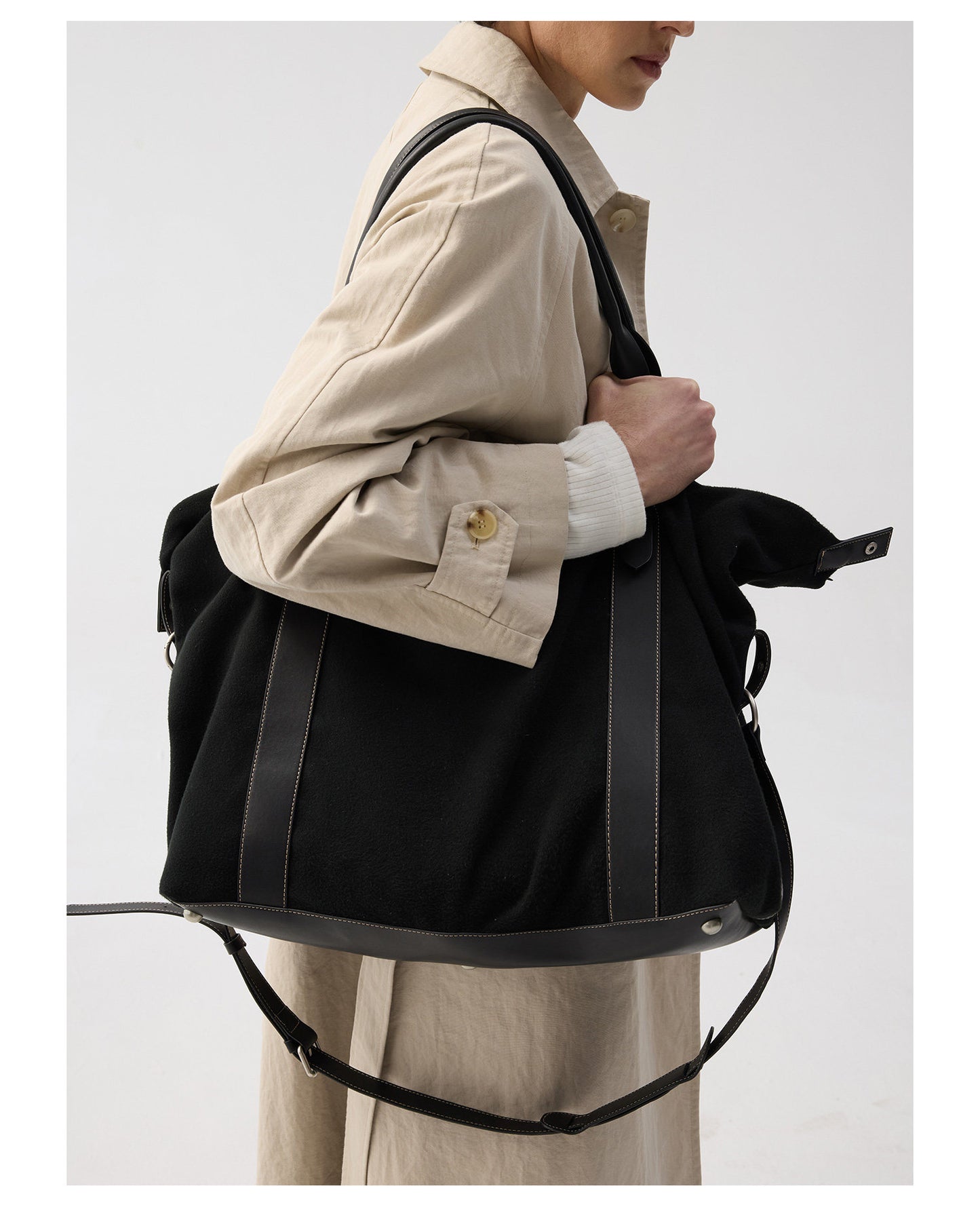 Unisex Patchwork PU Shoulder Bag