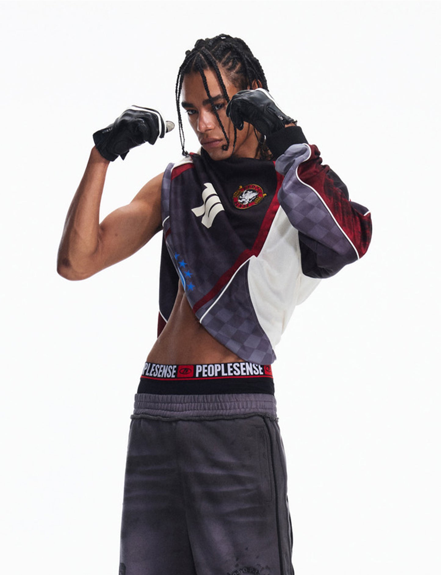 Racing Diagonal Check Pattern T-Shirt