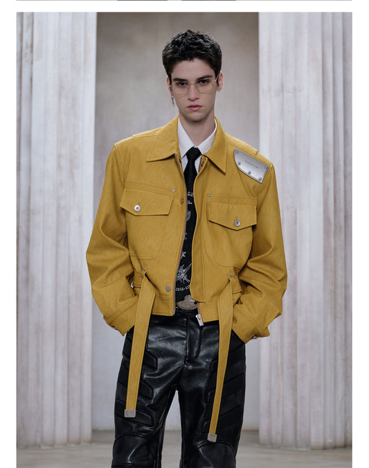 Original Metal Shoulder Leather Jacket