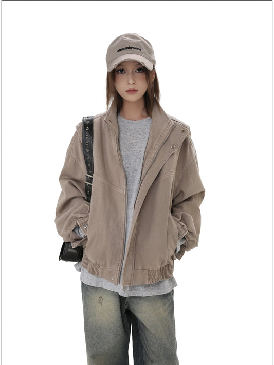 Stand Collar Heavyweight Denim Jacket