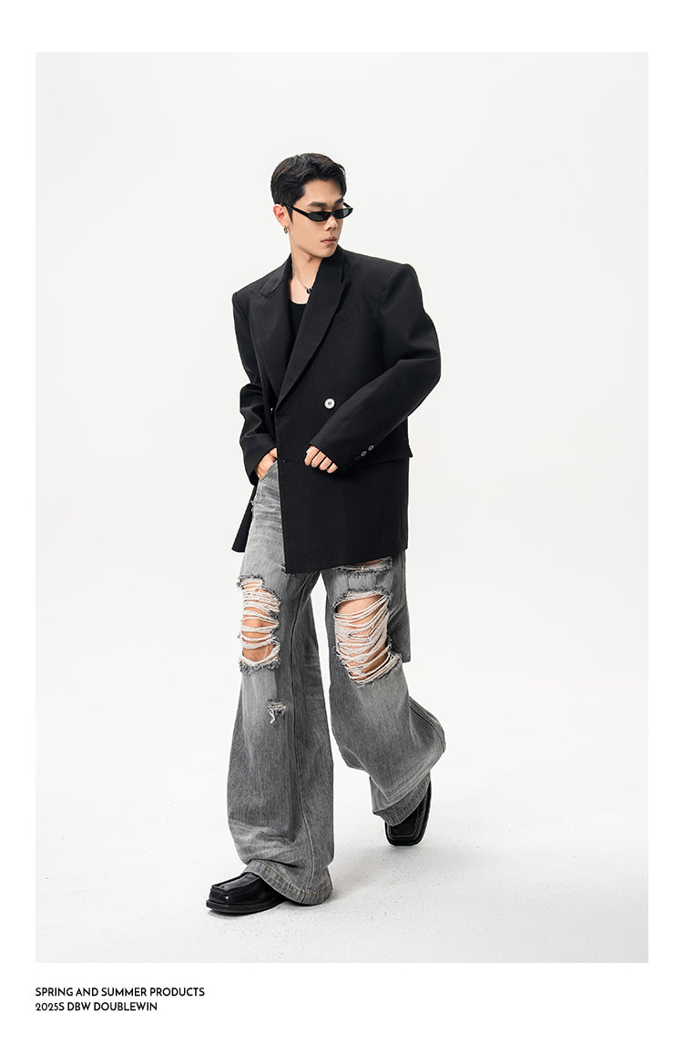 Washed and distressed jeans