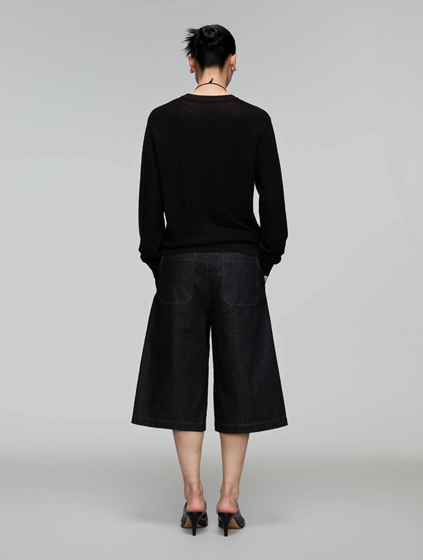 A-line loose denim shorts