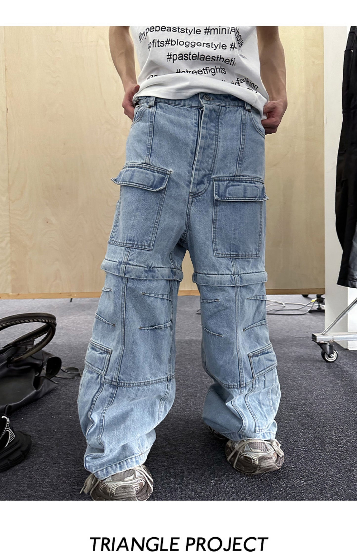 Detachable Pocket Two-in-One Work Jeans