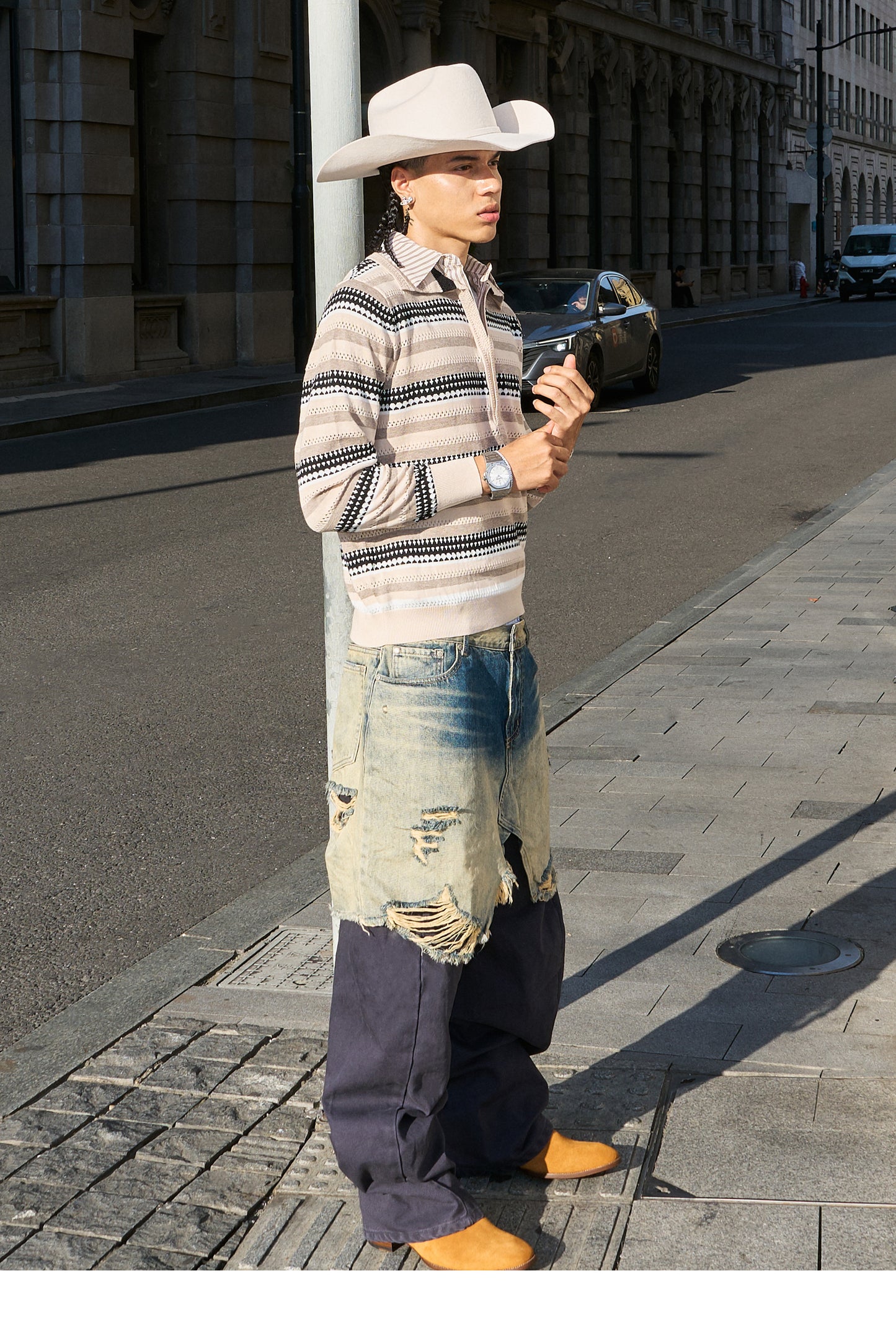 Fake Two-Piece Lapel Knit