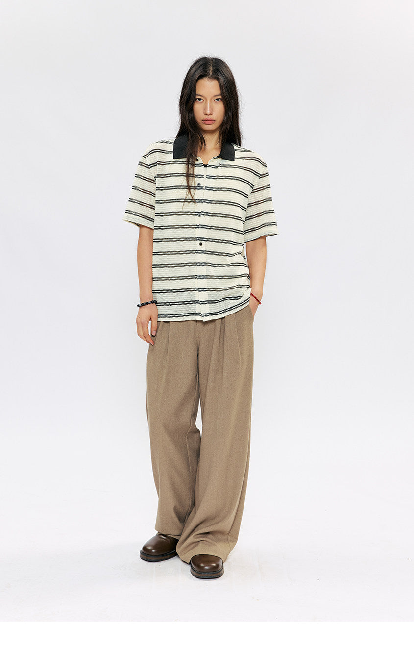 Suspender Buckle Pleated Casual Pants