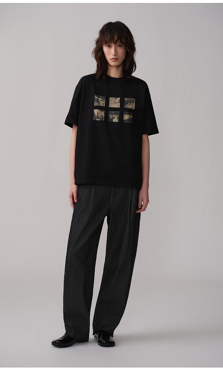 Silhouette Print Loose-Fit Casual T-Shirt