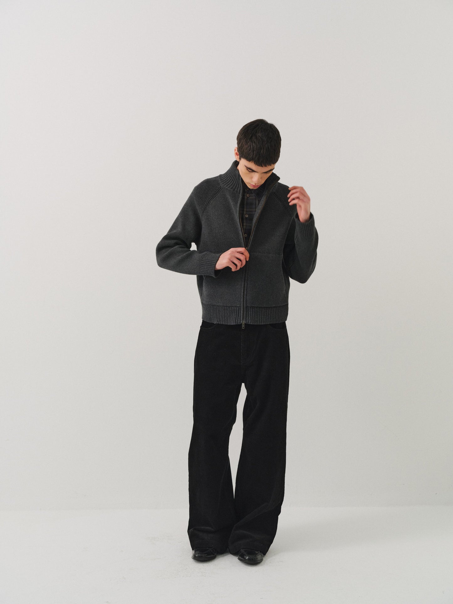 Raglan-Sleeve Ribbed Cardigan