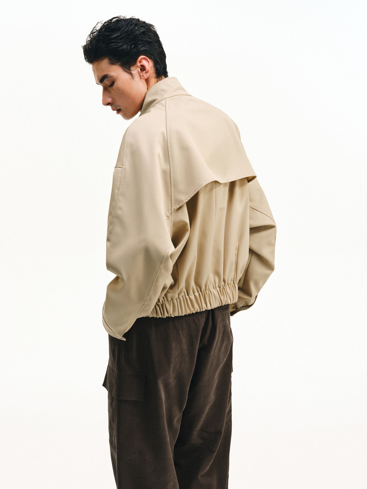 Checkered Splicing Harrington Jacket