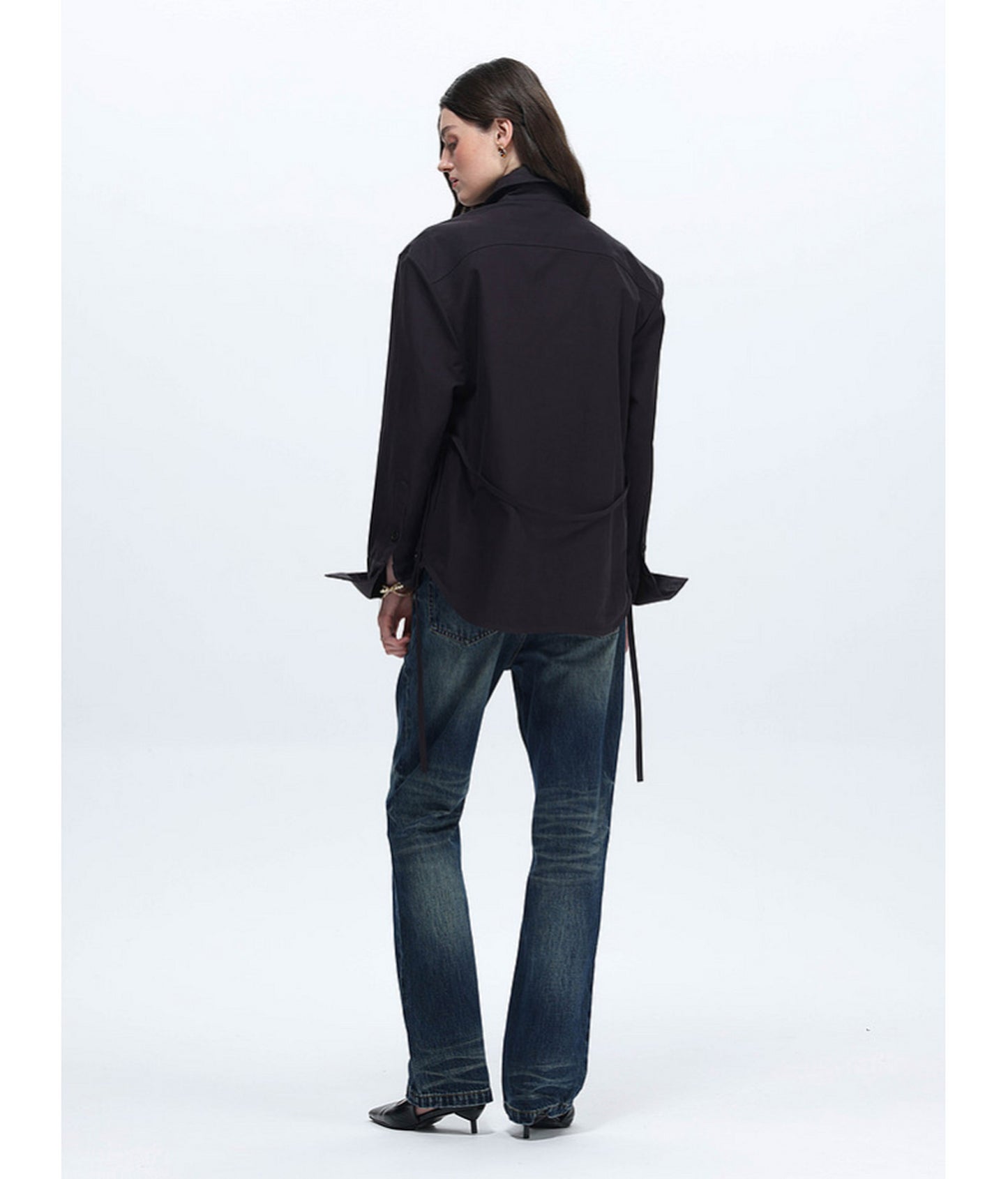 Shirt with Stand-Up Collar and Panel Design