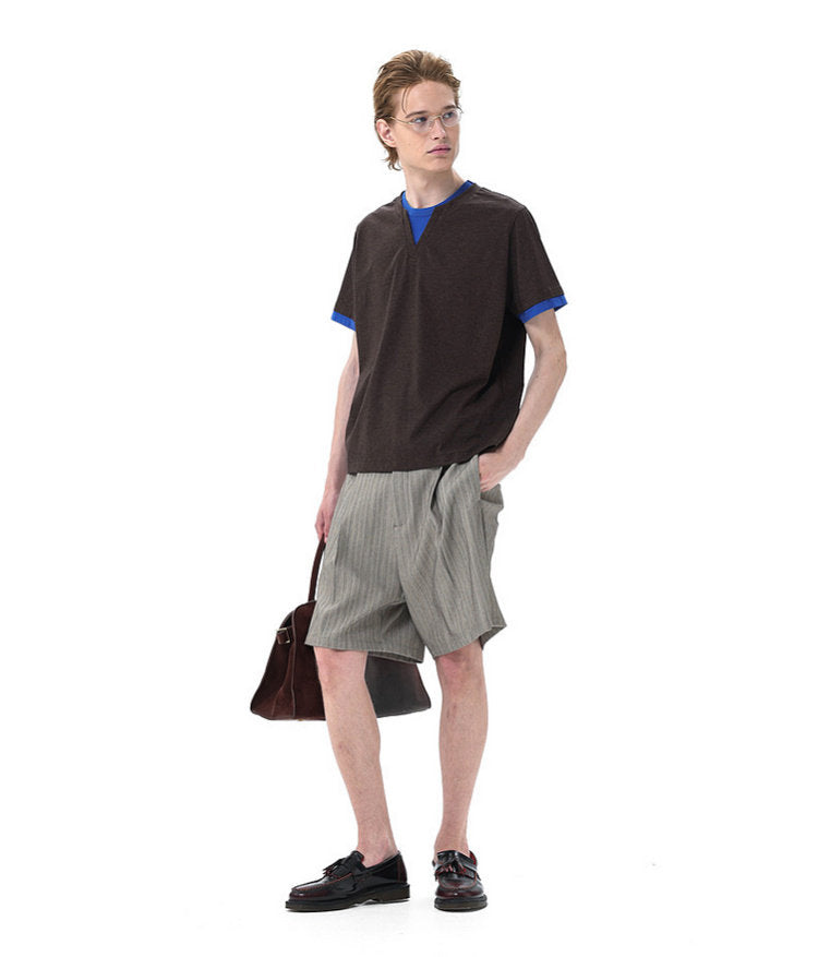 Preppy-Style Faux Two-Piece T-Shirt