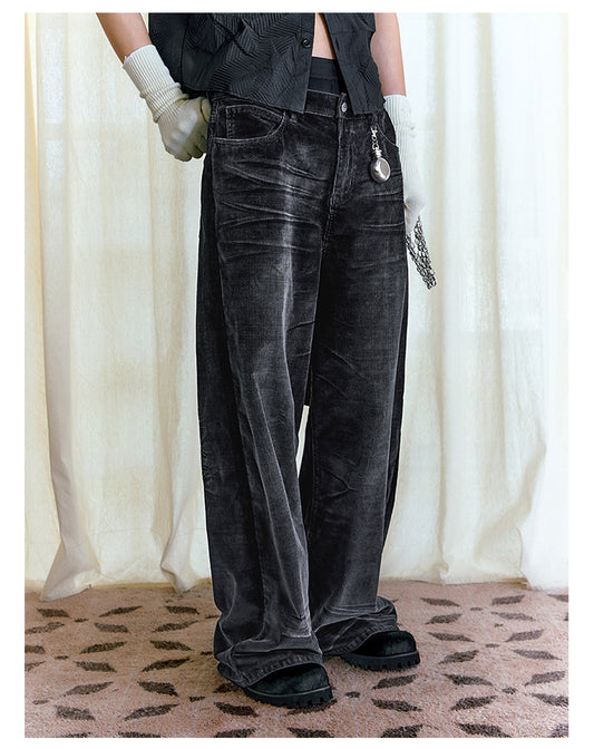 Triple-washed corduroy casual pants