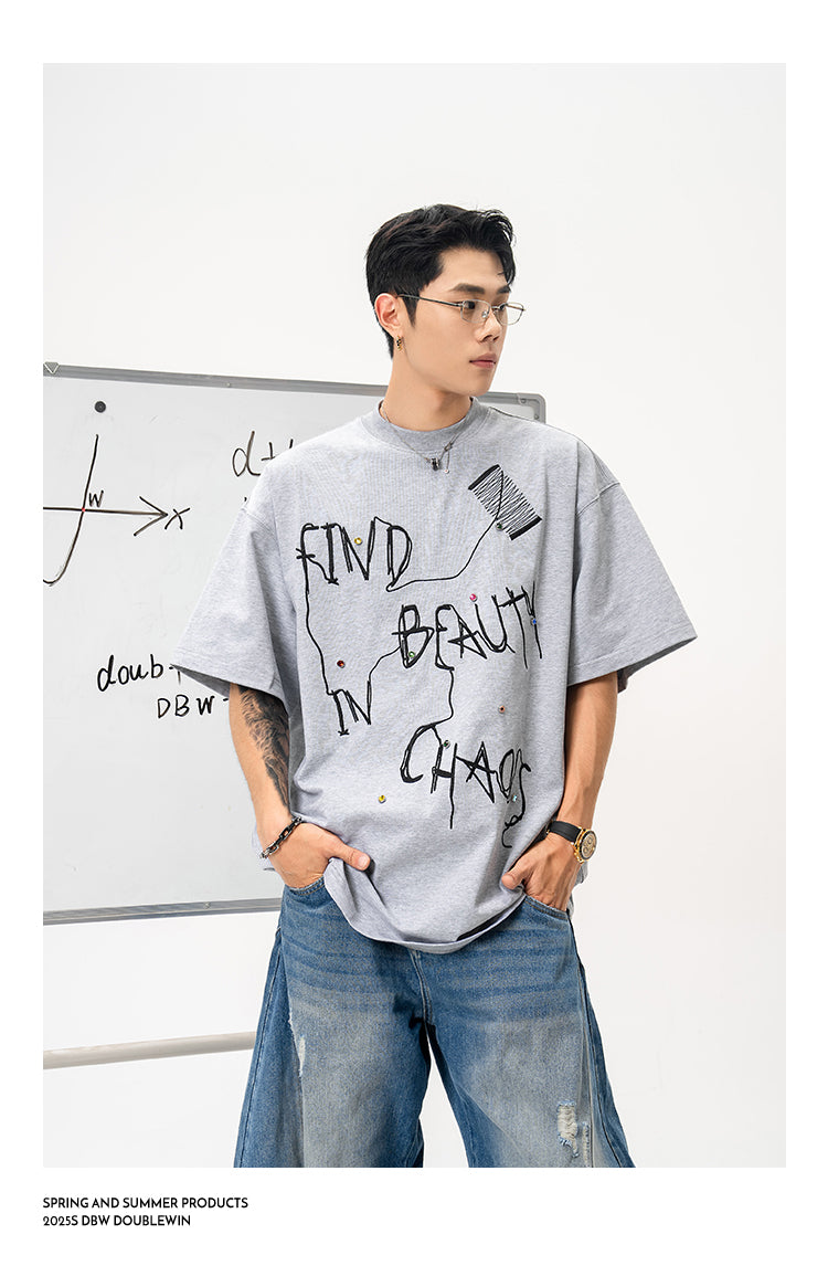 Graffiti Embroidered Loose T-Shirt