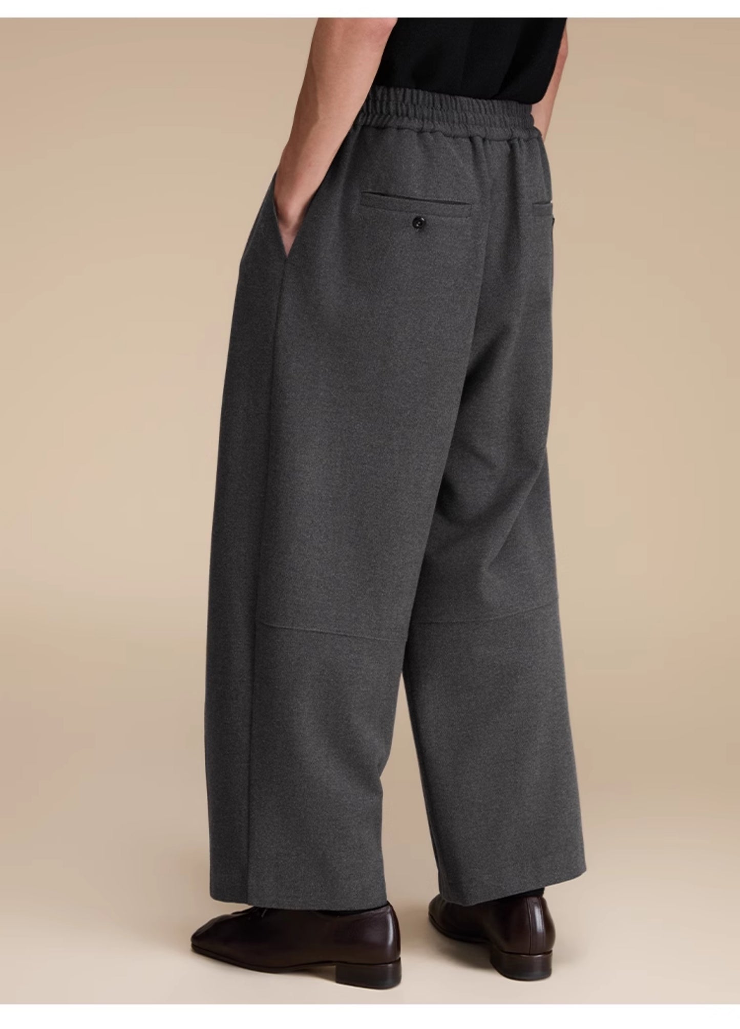 Elastic Waist Wool Casual Pants