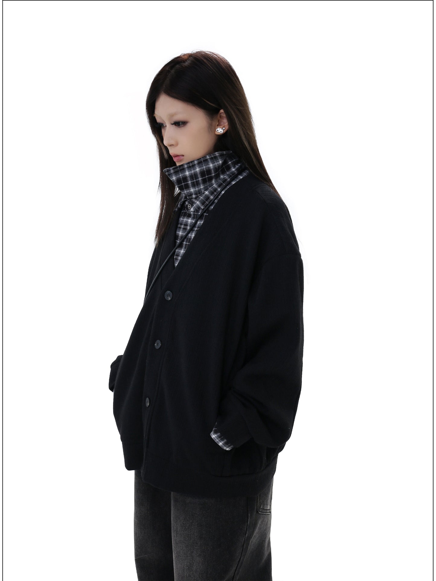 Loose-fitting thick cardigan