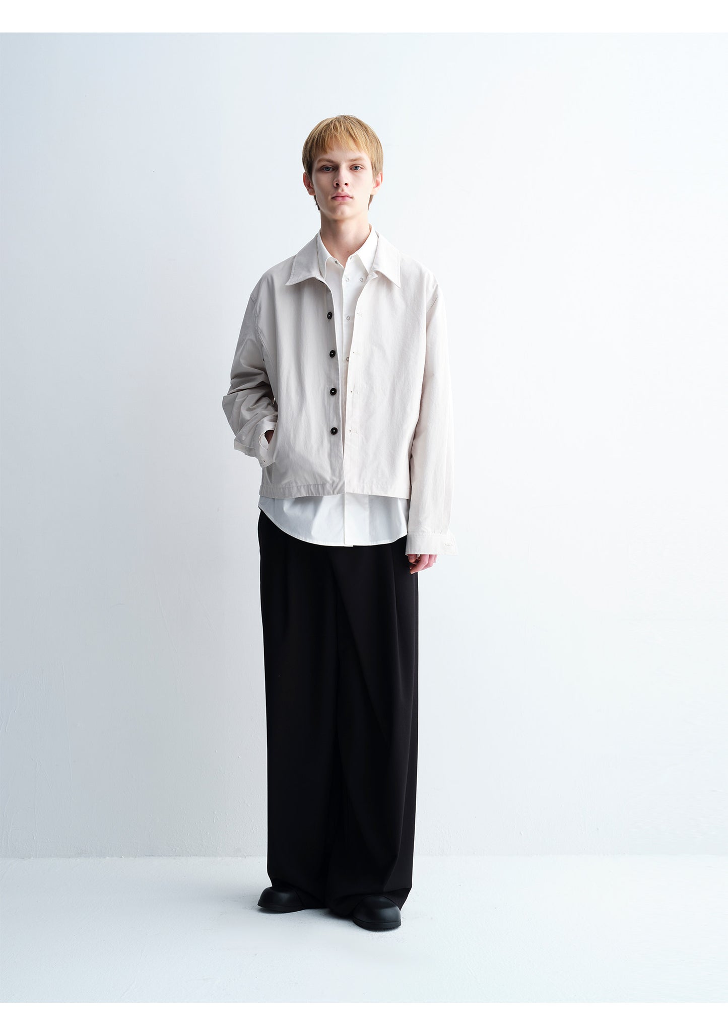 Diagonal Placket Casual Wide-Leg Pants