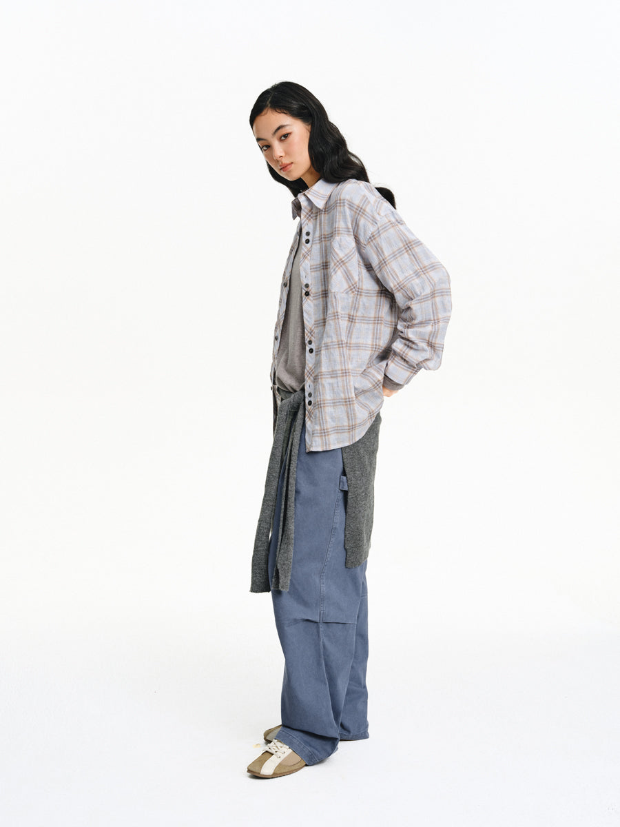 3D Pleated Wide-Leg Pants