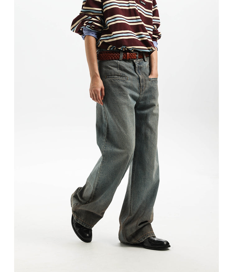 Gradient wash straight jeans