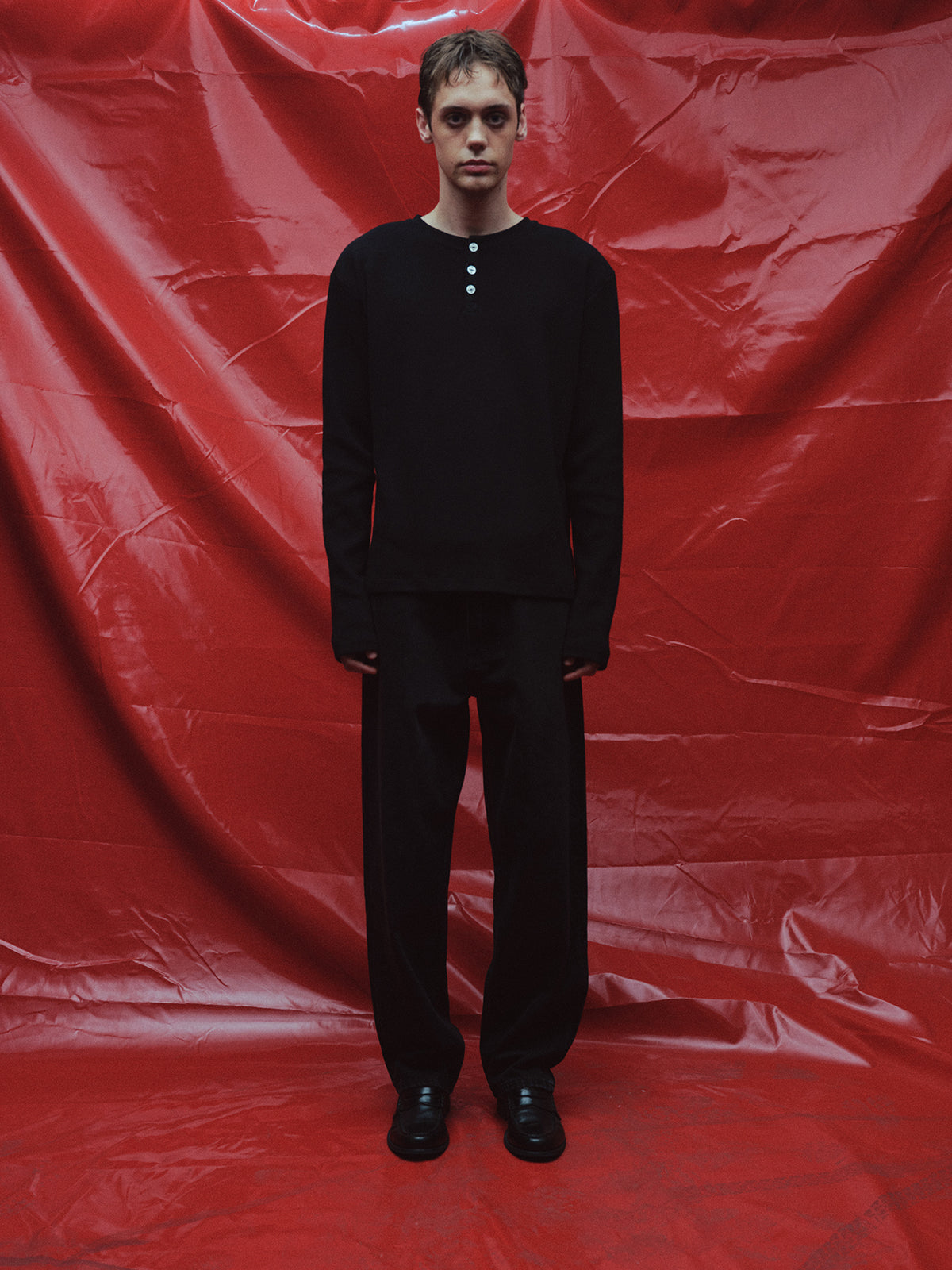 Waffle Henley Collar T-Shirt