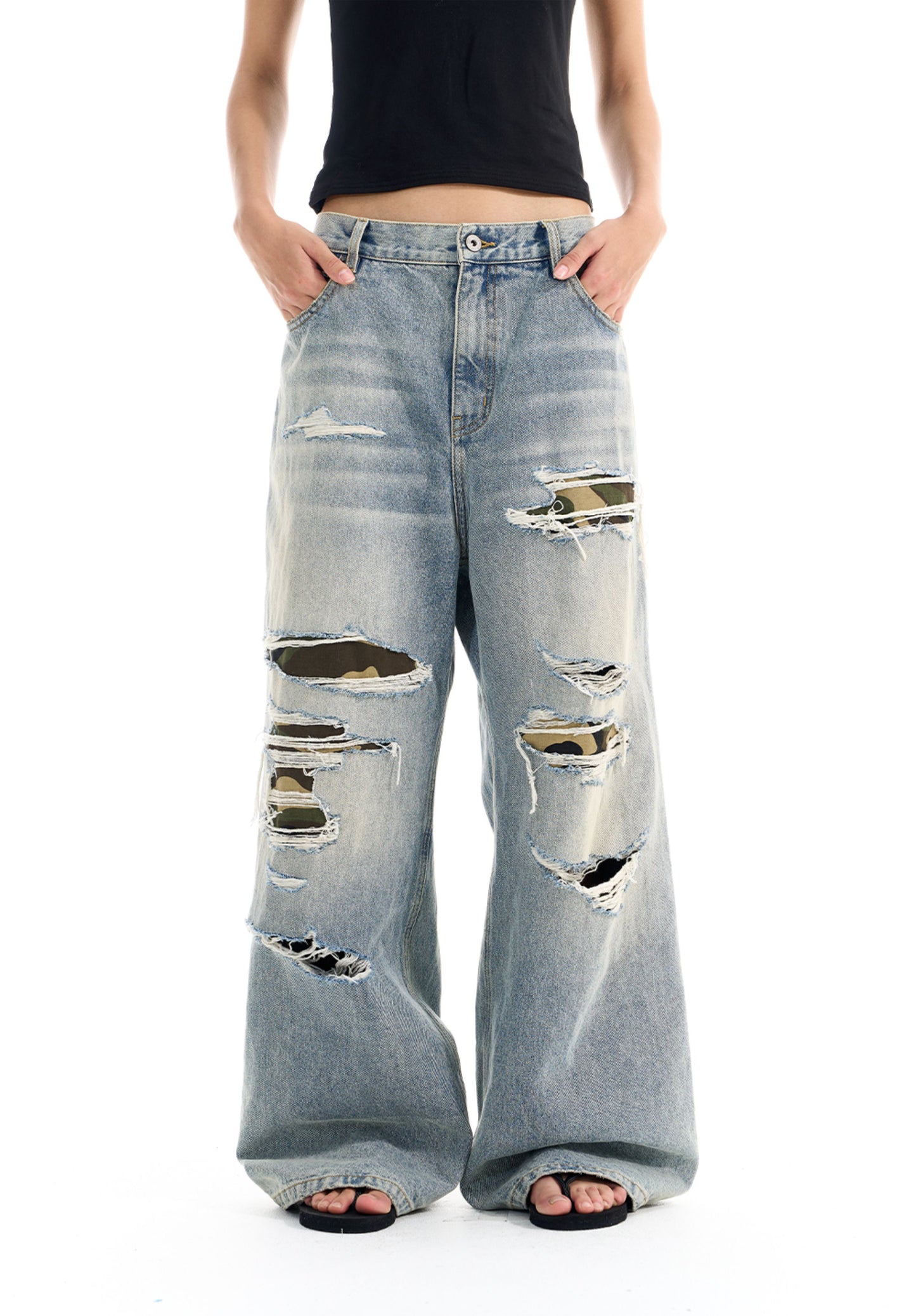 Lip D Camouflage Patch Jeans